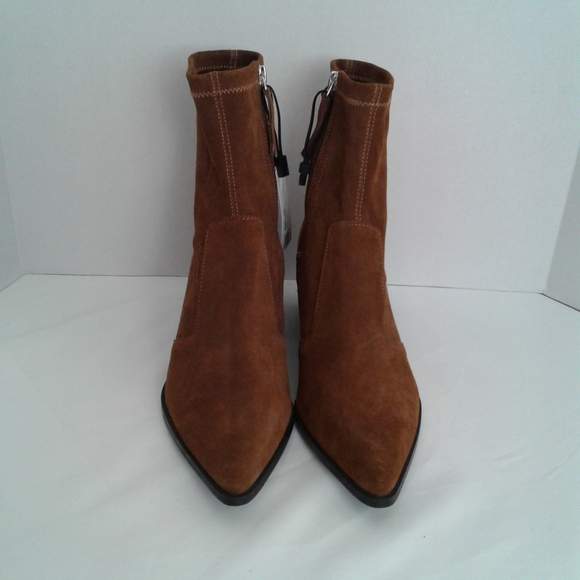 Zara Heeled Suede Leather Ankle Boots Brown Block Heel Size 40 NWT - Picture 9 of 16